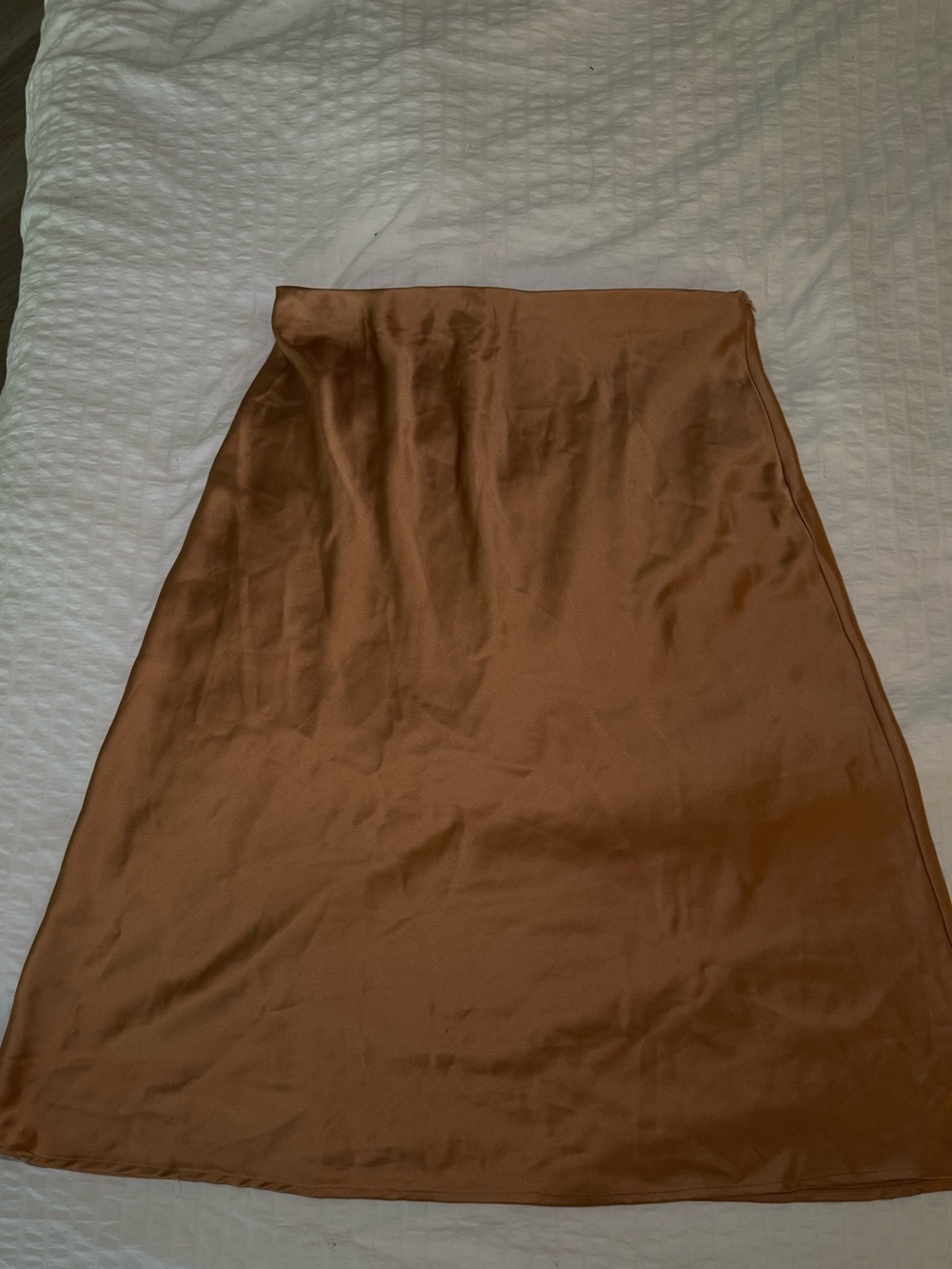 RACHEL ZOE Skirt Copper-Brown Satin A-Line Full Skirt XL Silk Comfortable Luxury - Picture 2 of 5